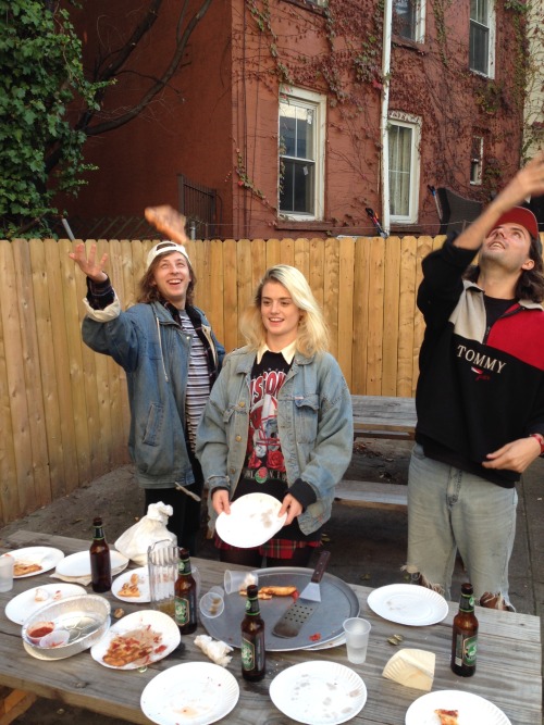 // Is That The Way You Wanna Be Loved //
\ hanging out with TOPS \
I don’t know how eating pizza together became the focal point of our 2014 CMJ experience, but pizza it was. And it seems to be a perfect universal connector for hungry bands on tour....